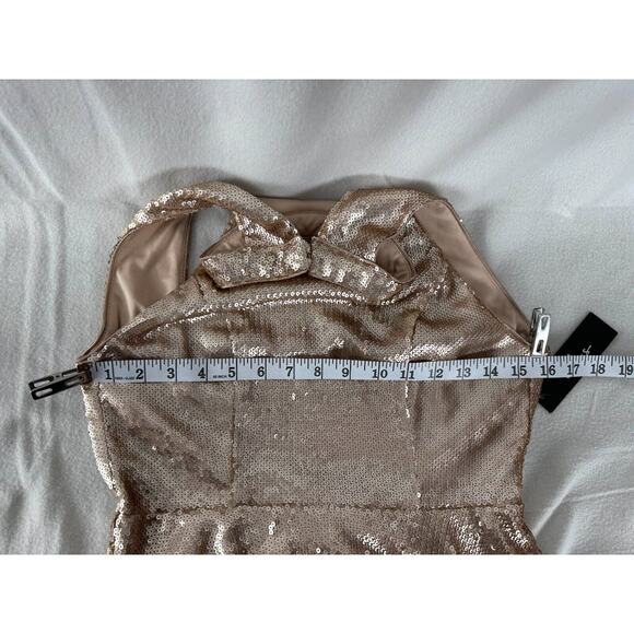 New Lulus Size S Under the Spotlight Champagne Sequin Backless Skater Dress NWT - Picture 9 of 16